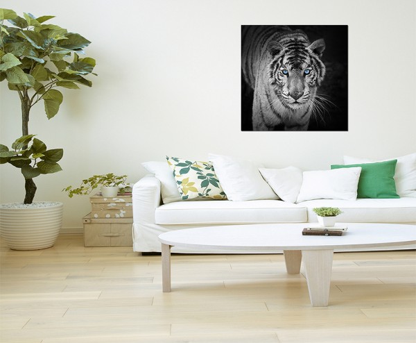 80x80cm Tiger Augen schwarz/weiß