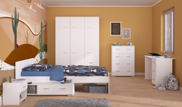 Jugendzimmer Galaxy von Parisot 5 teiliges Komplett Set in Weiß - Jugendzimmer Kinderzimmer Möbel Teenagerzimmer