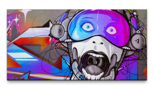 Bilder XXL Graffiti modern 50x100cm Wandbild auf Leinwand