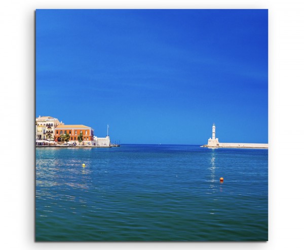 Landschaftsfotografie  Hafen in Chania, Kreta, Griechenland auf Leinwand exklusives Wandbild moder