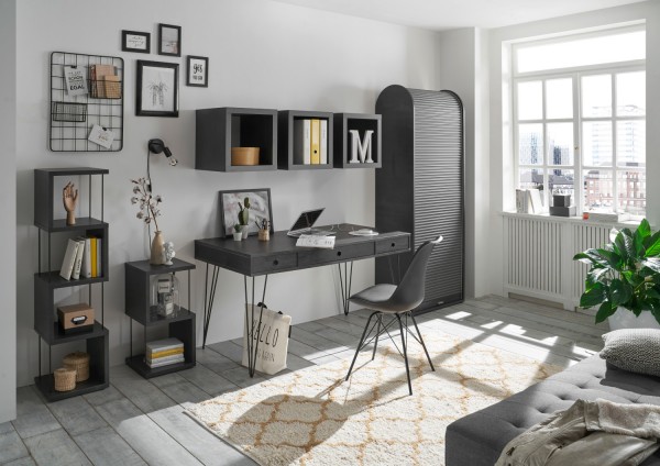Büromöbel Little Office 7 Teile Flamed Wood Black und Graphit von Mäusbacher Home Office +++ möbel-direkt +++ schnell und günstig