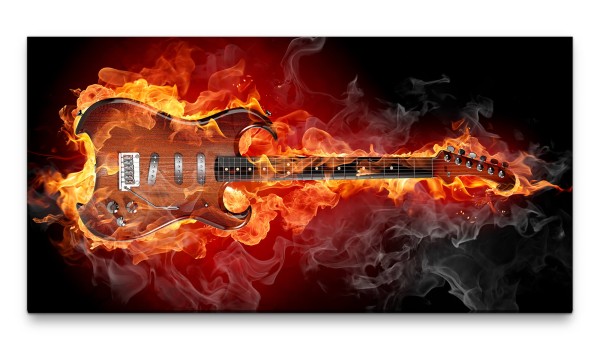 Bilder XXL Heiße Gitarre 50x100cm Wandbild auf Leinwand