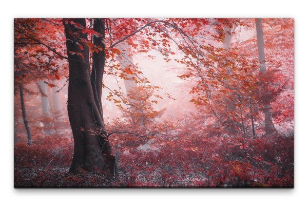 Bilder XXL Pinker Wald Wandbild auf Leinwand