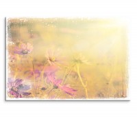 120x80cm Wandbild Blüten Blumen Wiese vintage