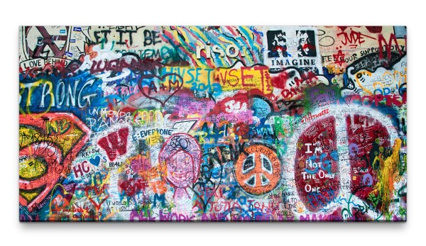 Bilder XXL John Lennon Wandgemälde in Prag 50x100cm Wandbild auf Leinwand