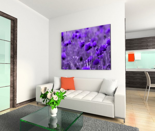 120x80cm Wandbild Blumen Wiese lila