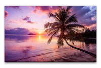 Bilder XXL Sonnenuntergang am Palmenstrand Wandbild auf Leinwand