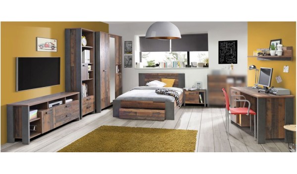 Jugendzimmer Clif in Old Wood Vintage komplett Set von Forte
