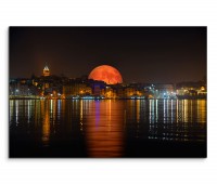 120x80cm Wandbild Istanbul Bosporus Nacht Lichter Mont Spiegelung