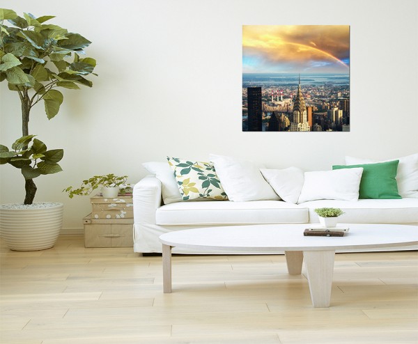 120x80cm New York Skyline Regenbogen Sonne