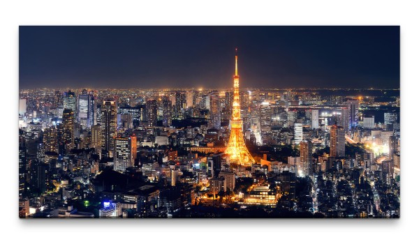 Bilder XXL Tokyo bei Nacht 50x100cm Wandbild auf Leinwand