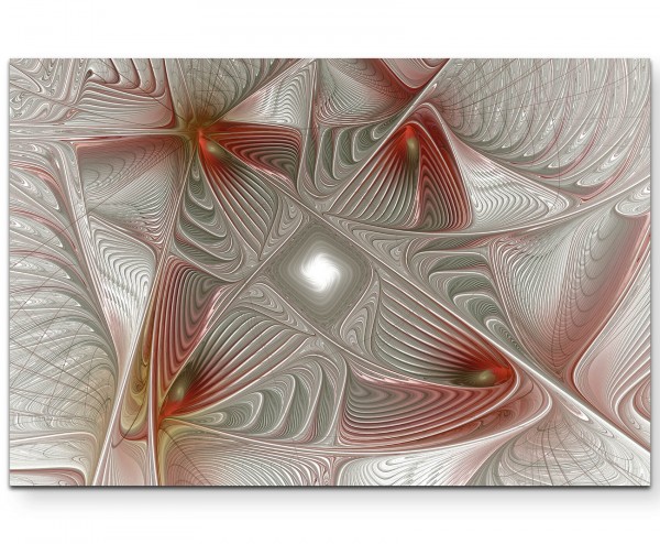 Abstraktes Muster  Silberne und rote Elemente - Leinwandbild