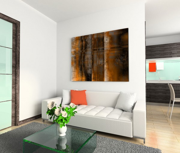 120x80cm Wandbild Kunst abstrakt braun orange grau