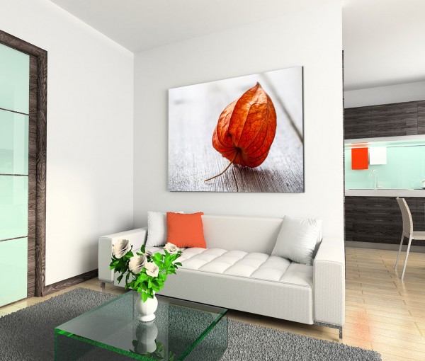 120x80cm Wandbild Physalis Frucht Holzboden