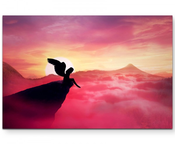 Illustration Engel auf Felsvorsprung - Leinwandbild