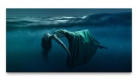 Bilder XXL Frau mit Kleid unter Wasser 50x100cm Wandbild auf Leinwand