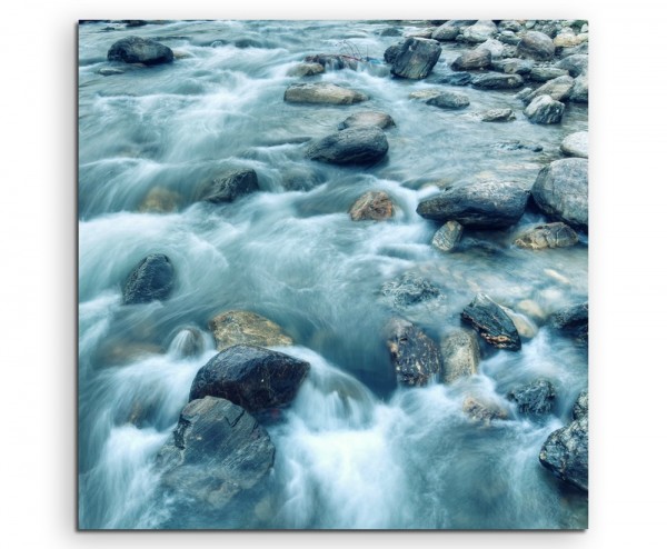 Naturfotografie  Reißender Reshi Fluss, Indien auf Leinwand exklusives Wandbild moderne Fotografie