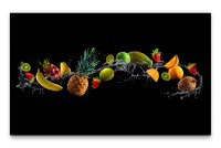 Bilder XXL Früchte im Wasser auf Schwarz Wandbild auf Leinwand