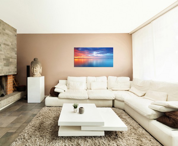 120x60cm Wasser Himmel Wolken Sonnenuntergang