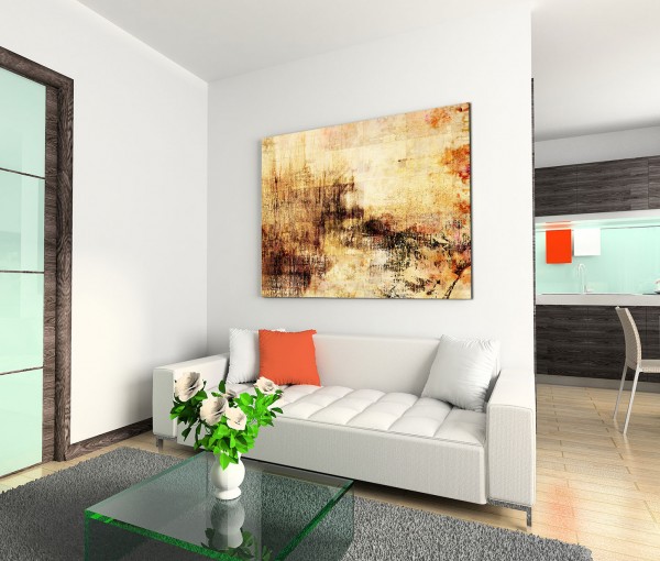 120x80cm Wandbild Kunstmalerei Acryl beige orange braun abstrakt