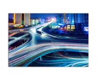 120x80cm Stadt Straße Verkehr Lichter Gebäude Nacht