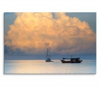 120x80cm Wandbild Thailand Meer Boote Wolken