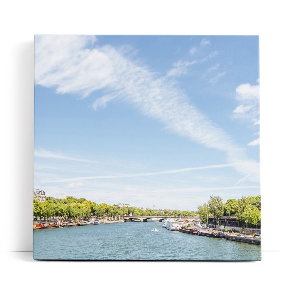 Paris Eiffelturm Fluss Frankreich Kanal blauer Himmel