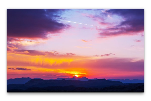Bilder XXL Sonnenuntergang im Gebirge Wandbild auf Leinwand