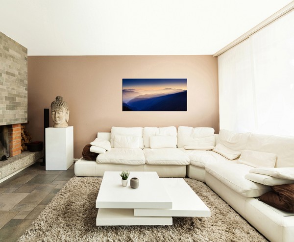 120x60cm Sonnenuntergang Berge Nebel