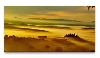 Bilder XXL Hügel im Nebel 50x100cm Wandbild auf Leinwand