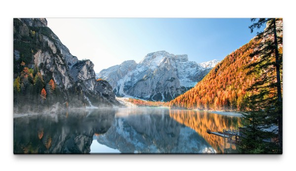 Bilder XXL kristallklarer Bergsee 50x100cm Wandbild auf Leinwand