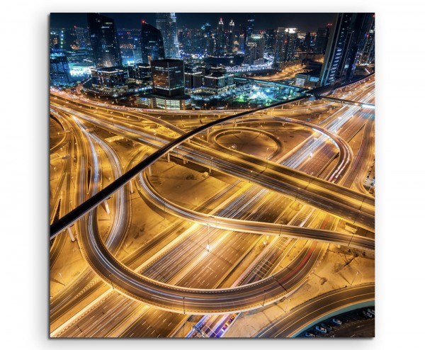 Architektur Fotografie Verkehrskreuz mit Autos, Abu Dhabi auf Leinwand exklusives Wandbild moderne