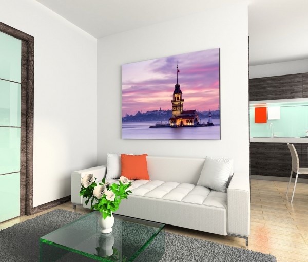 120x80cm Wandbild Istanbul Bosporus Jungfrauenturm