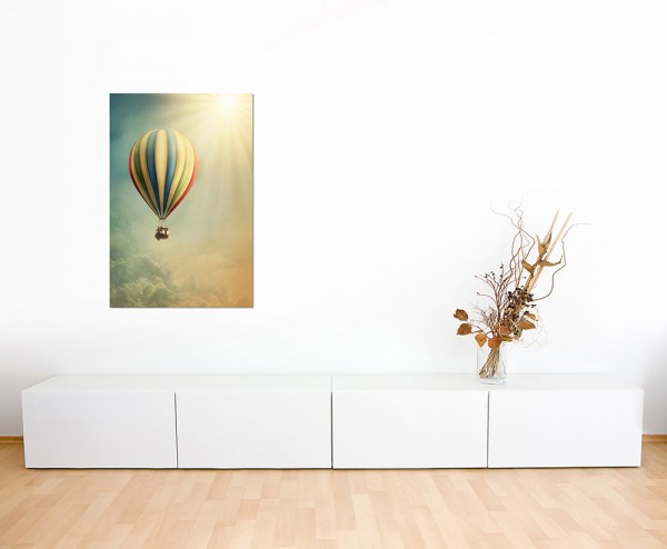 120x80cm Heißluftballon Himmel Sonne Wolken