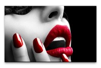 Bilder XXL sinnliches Frauengesicht mit roten Lippen Wandbild auf Leinwand