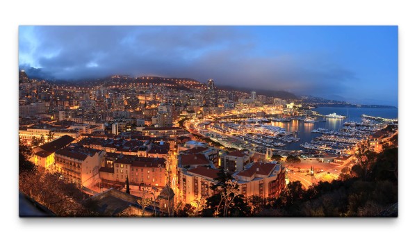 Bilder XXL Monte Carlo am Abend 50x100cm Wandbild auf Leinwand
