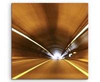 Urbane Fotografie - Dynamischer Autobahntunnel auf Leinwand