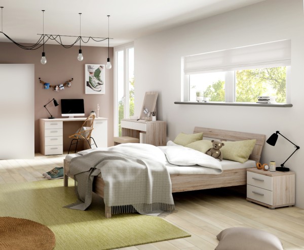 Jugendzimmer Beach in Sandeiche und Weiß von Forte Komplett Set