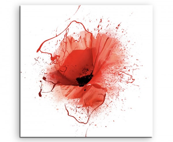 Mohnblumen im Splash Art Stil auf Leinwand