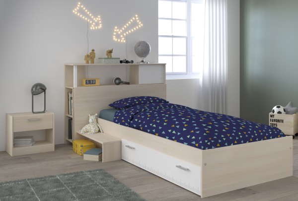 Jugendzimmer Charly 17 von Parisot 3teilig in Akazie und Weiß Komplett Set - Jugendzimmer Kinderzimmer Möbel Teenagerzimmer