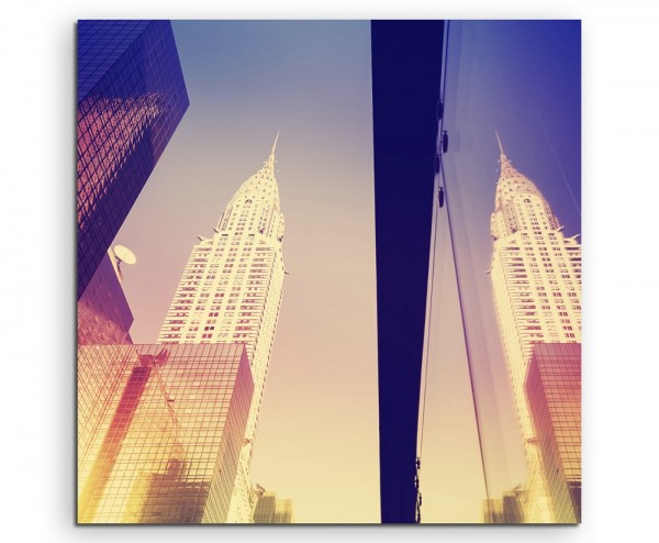 Architekturfotografie – Gespiegelte Wolkenkratzer, NYC, USA auf Leinwand