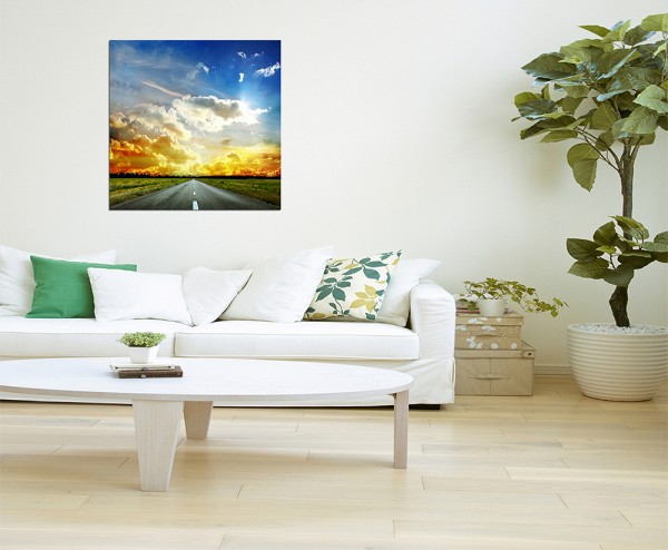 80x80cm Straße Natur Himmel Wolken