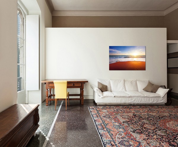 120x80cm Strand Meer Sonnenuntergang