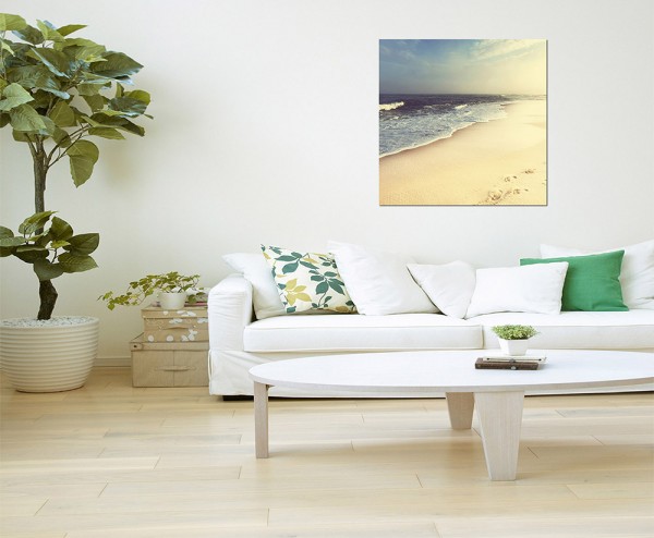 80x80cm Strand Meer Sand Wolkenschleier