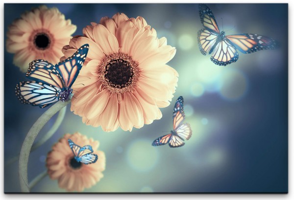 Blumen mit Schmetterlingen Wandbild in verschiedenen Größen