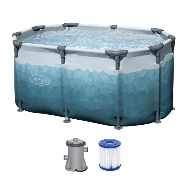 Winterfest Bestway 6002N LAY-Z-SPA Glacial Dip Eisbad mit Filterpumpe – Ø 150 x 90 x 65 cm, oval - Komplett Set