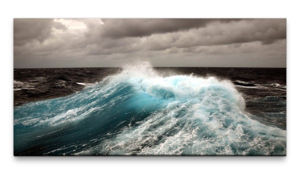 Bilder XXL Meer mit starkem Seegang 50x100cm Wandbild auf Leinwand
