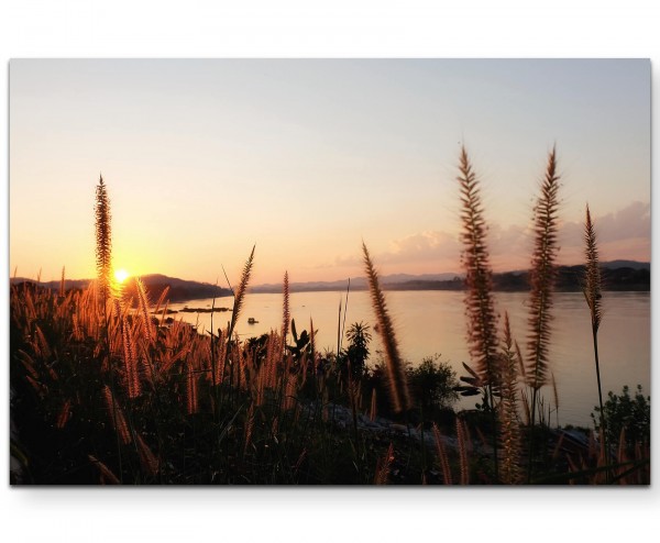 Sonnenuntergang am Fluss - Leinwandbild