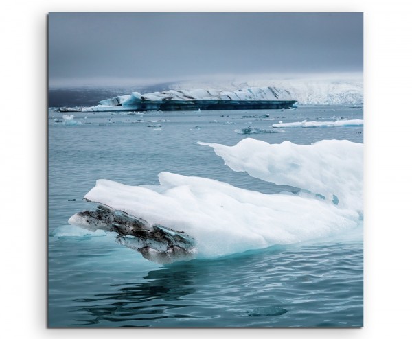 Landschaftsfotografie – Treibende Eisschollen, Island auf Leinwand
