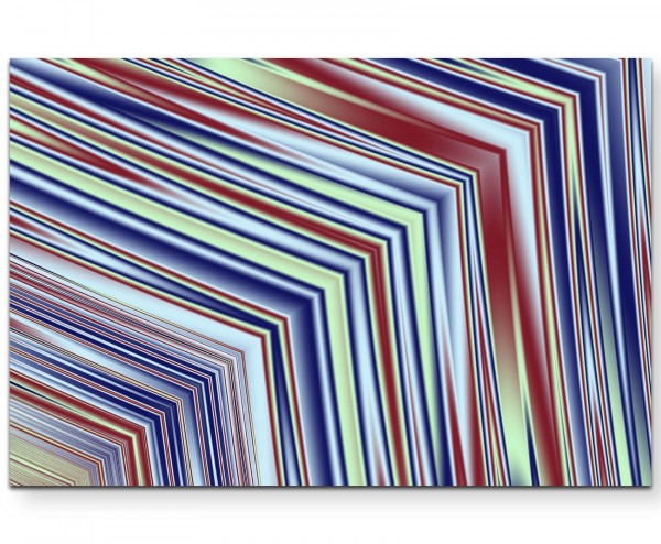 Abstraktes Bild Linien in rot, weiß, blau, gelb - Leinwandbild